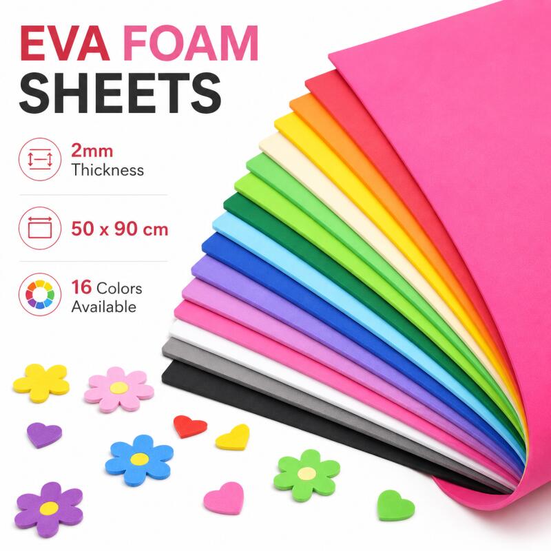 Eva Foam Sheet - 2枚のEVAフォームシート、カラフルで柔らかく耐久性のあるクラフトフォーム、DIYコスプレ衣装、アート＆小道具用、50x90cm
