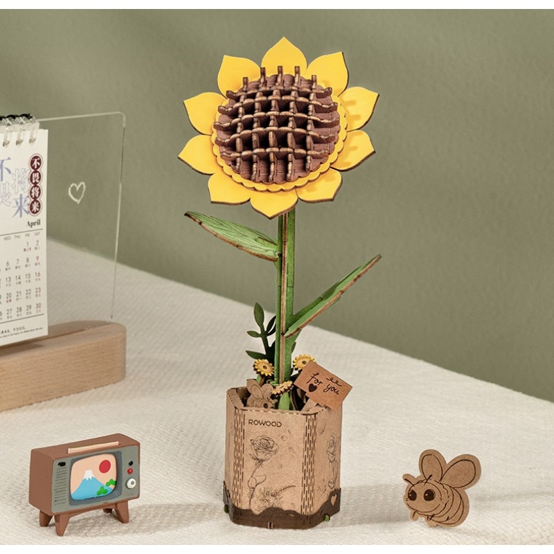 Cosplay Prop Kit - 組み立て式ブロック鉢植え花モデル DIY組み立てキット 多彩な花柄 デスクトップ ホーム テーブルトップ
