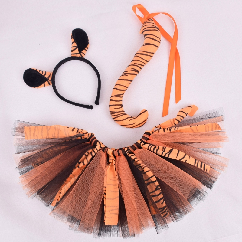 Cosplay Prop Kit - タイガーコスチュームセット,タイガーズテールチュスカート,動物服,子供用アクセサリーキット,ハロウィンコスプレアクセサリー,dxaa