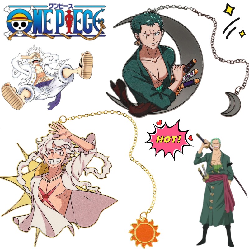 Cosplay Prop Book - ワンピース ロロノア・ゾロ 白髪ニカ 個性的な漫画メタルブックマーク 二次アニメ周辺機器 チェーンブックレット