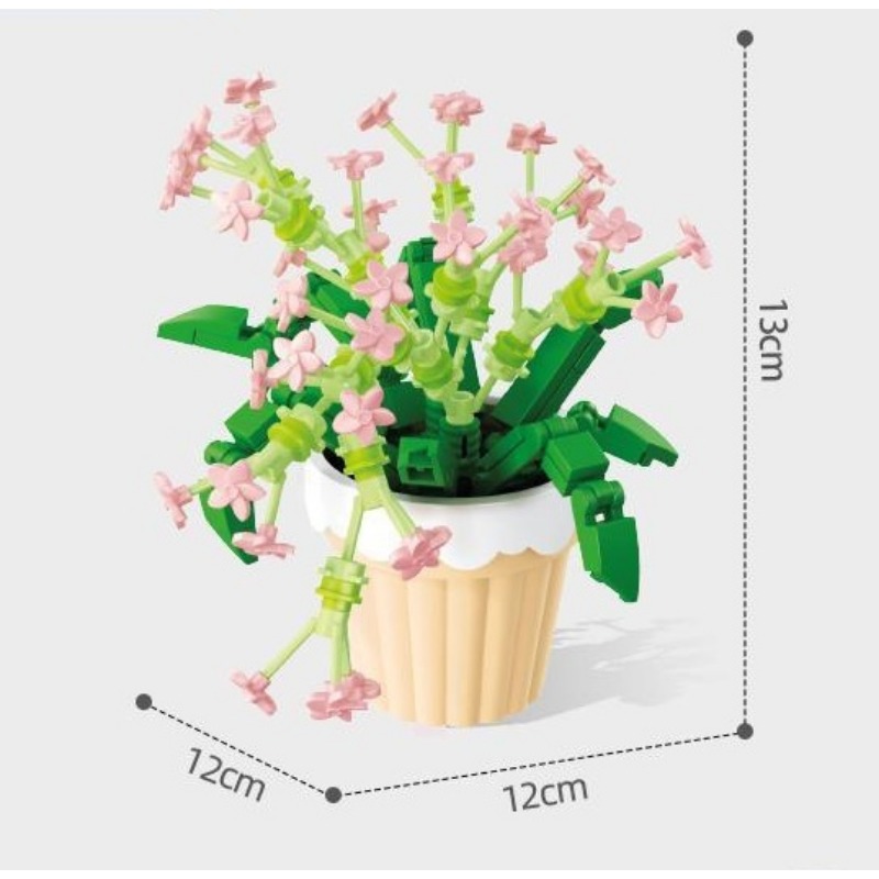 組み立て式ブロック鉢植え花モデル DIY組み立てキット 多彩 - Cosplay Prop Kit のレビューと価格